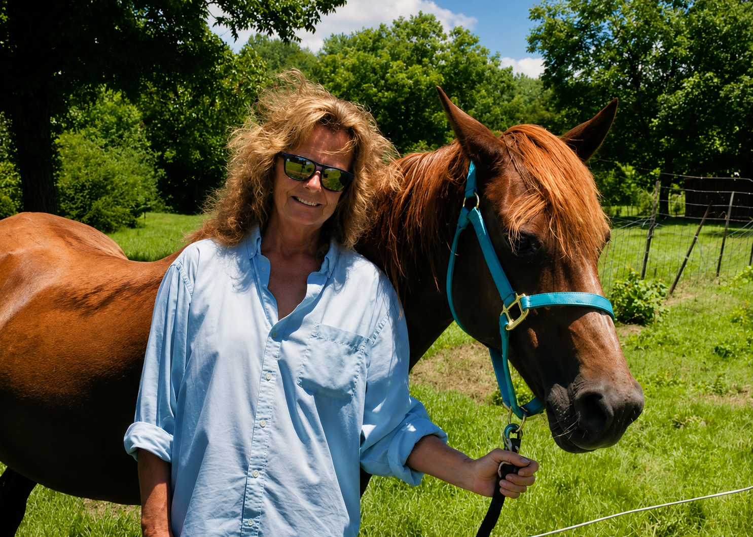Nita Kay standing beside one of the horses she loved